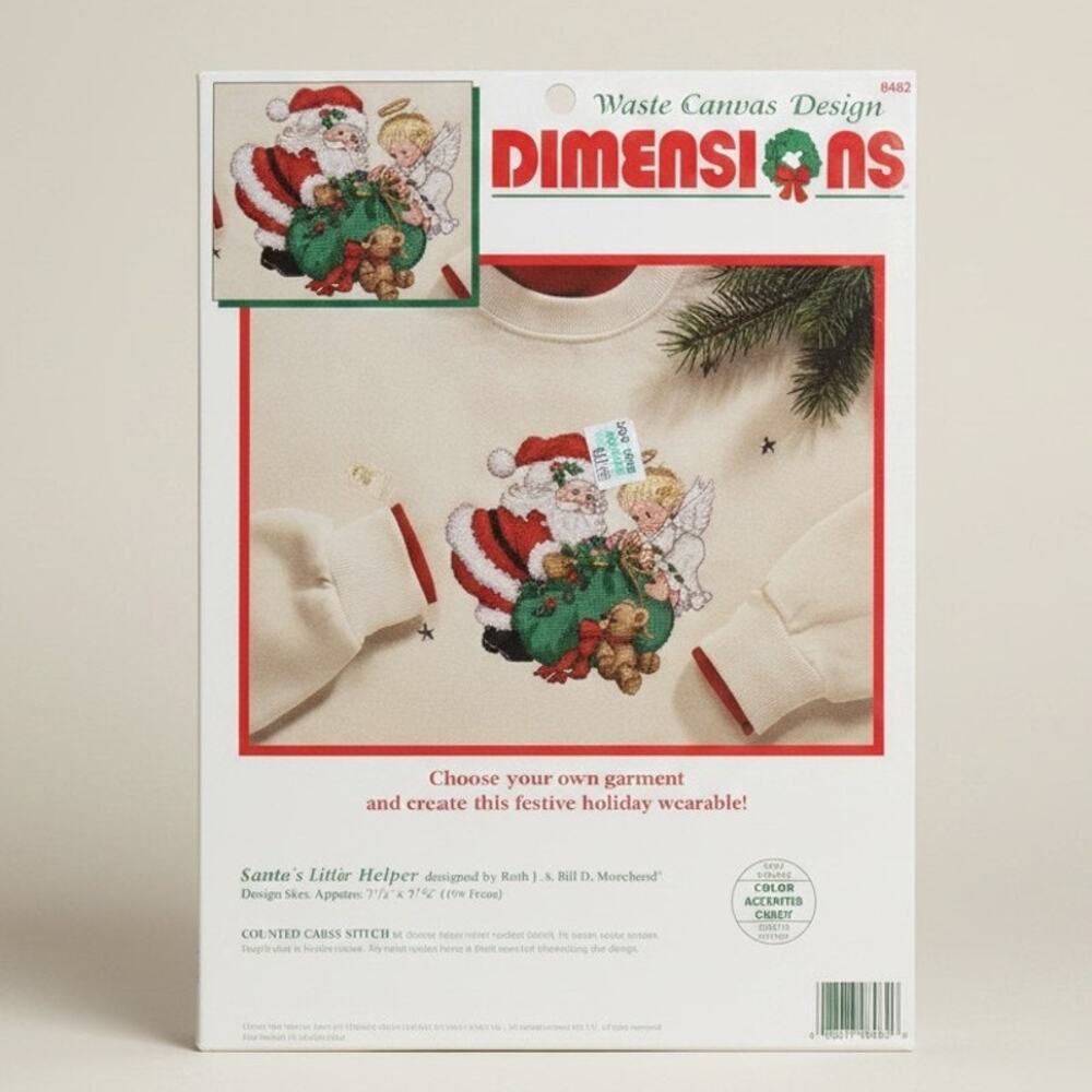 Vintage 1995 Dimensions Cross Stitch Kit Santa's Little Helper #8482 SEALED USA